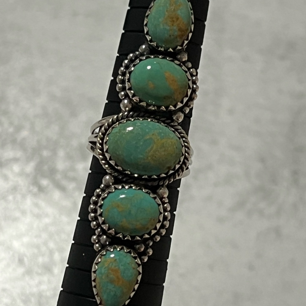 Turquoise Silver 925 Statement Ring Size 9 - image 3